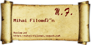 Mihai Filomén névjegykártya